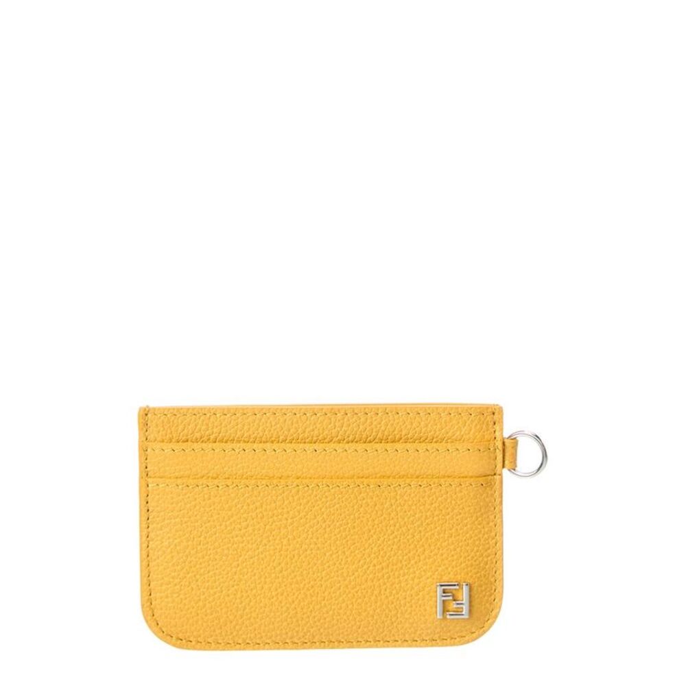Fendi Ff Leather Card Case, Yellow